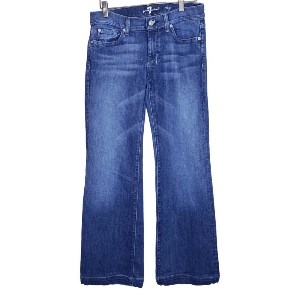 7 FOR ALL MANKIND Women's 29 DOJO Low Rise Flare Leg Jeans Blue Medium Wash VGUC